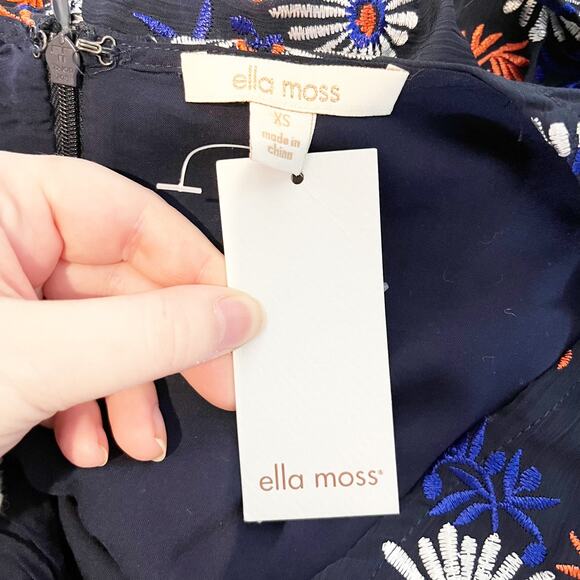 Ella Moss Every Embroidered Zoelie V Neck Chiffon Floral Mini Dress Blue XS - Picture 4 of 16
